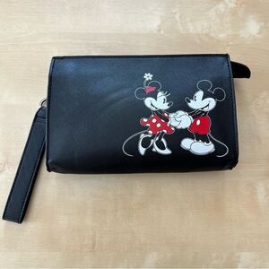Disney Black Wristlet Clutch with Red & White Minnie and Mickey Graphic
